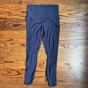 Athleta Navy 7/8 Tights with Mesh Panel